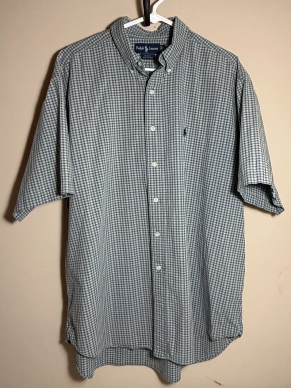 Polo Ralph Lauren Short Sleeve Button Front Shirt Green Plaid Men's XL Blake
